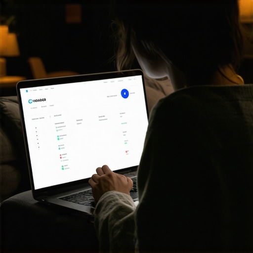 Person working on GMB profile late at night in a cozy setting