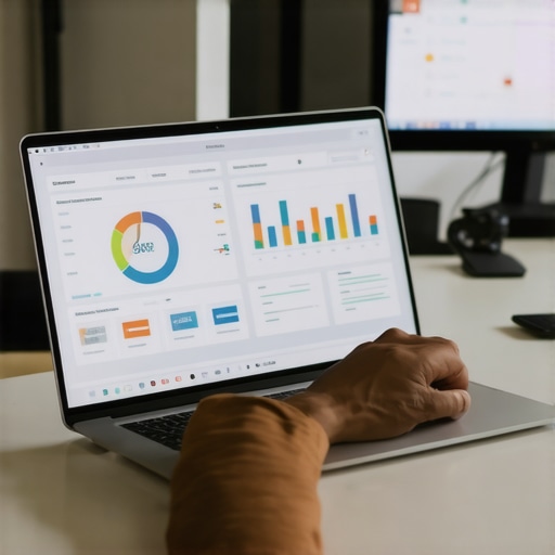 Person working on local SEO data on a laptop in El Paso office.