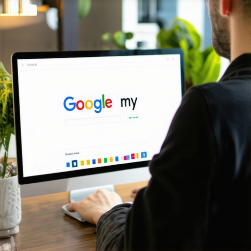 Business owner working on Google My Business profile on a laptop in El Paso