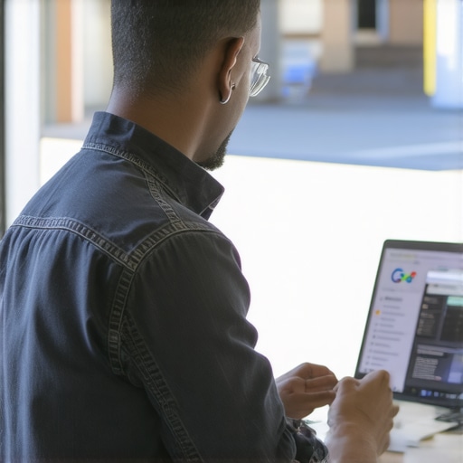 El Paso business owner optimizing Google My Business profile on computer