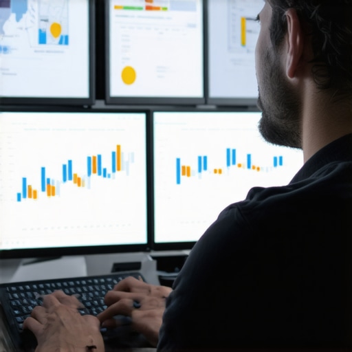 Marketing professional reviewing local SEO data and maps on desktop computer