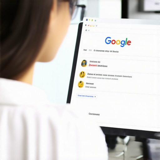 Business owner analyzing reviews on a computer showing Google My Business dashboard.