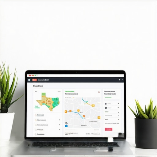 Laptop showing local SEO analytics, SEO tools, and a map of El Paso, Texas