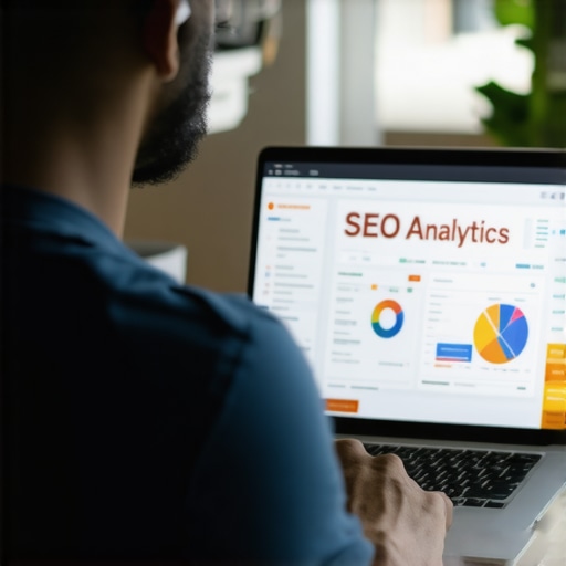 Business owner reviewing local SEO analytics on a laptop in El Paso