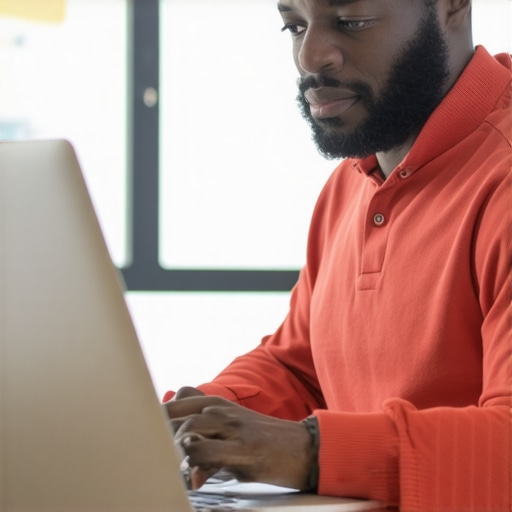 Business owner working on Google My Business profile to improve El Paso maps visibility.