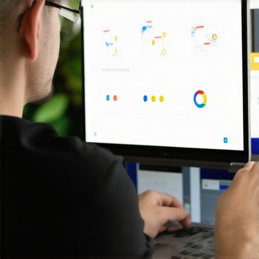 Optimize Your Map Listing in El Paso Business owner optimizing Google My Business profile on a laptop with local SEO charts.