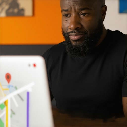 Business owner updating GMB profile to boost local map rankings